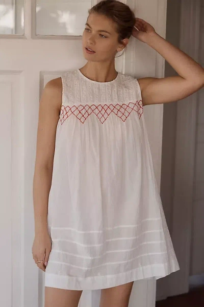 Damson Madder Ambrose Cotton Midi Dress In White