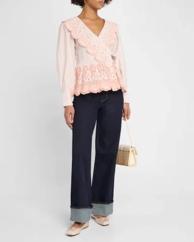 Damson Madder Anais Blouse In Apricot Business Stripe In Multi