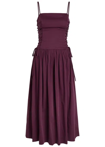 DAMSON MADDER DAMSON MADDER ANGELINA LACE-UP COTTON-POPLIN MIDI DRESS