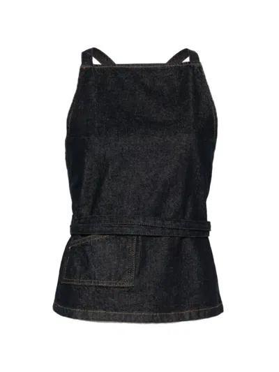 Damson Madder Annabelle Apron Top Indigo In Black