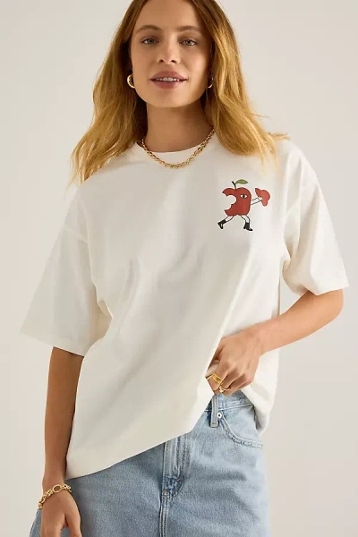 Damson Madder Womens Apple Peel Graphic-print Cotton-jersey T-shirt Ecru In White