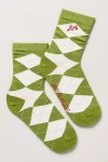 Damson Madder Argyle Socks In Green