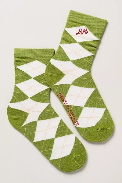 Damson Madder Argyle Socks In Green