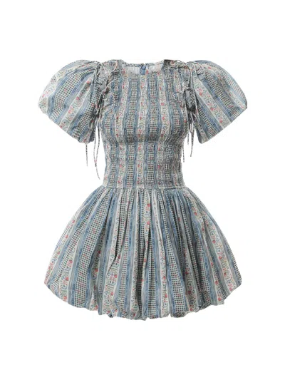 Damson Madder Becca Bubble Mini Dress In Blue
