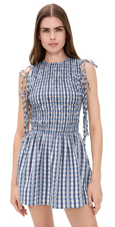 Damson Madder Becca Bubble Mini Dress Navy