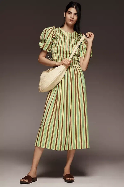 Damson Madder Becca Multi-way Midi Dress In Lime