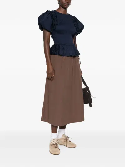 Damson Madder Becca Shirred Peplum Blouse In Multi