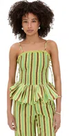 Damson Madder Bethan Bubble Cami In Tropical Business Stripe Lime