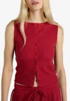Damson Madder Betsie Waffle Knit Tank Top In Red