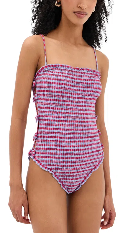 Damson Madder Betty Plaid One Piece Swimsuit In Multi