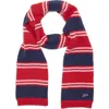 Damson Madder Bibi Stripe Skinny Wool Scarf In Red