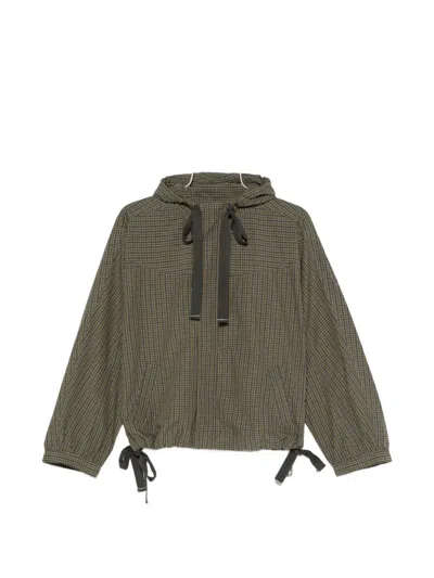 Damson Madder Blake Hooded Jacket Orion Check In Green