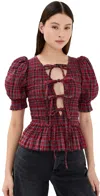 Damson Madder Bluebelle Blouse Red Check In Red Check