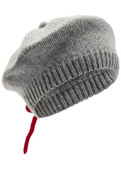 Damson Madder Bow-appliquéd Wool Beret In Gray