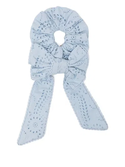 Damson Madder Bow Cotton Scrunchie In Blue