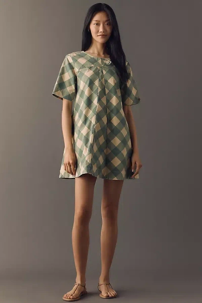 Damson Madder Bridget Organic Cotton Mini Dress In Brown