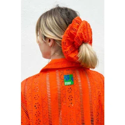 Damson Madder Broderie Orange Scrunchie