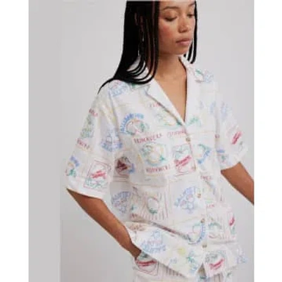Damson Madder Buon Appetit Embroidered Shirt In White