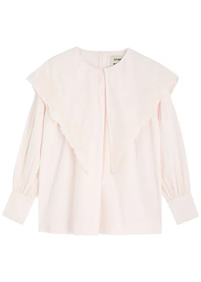 Damson Madder Candy Broderie Anglaise Cotton Blouse In Pink