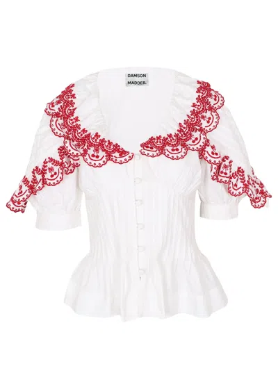 Damson Madder Caroline Blouse Cherries In White