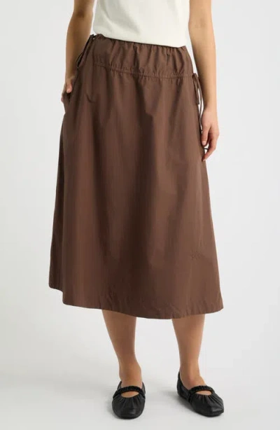 Damson Madder Caspia Organic Cotton Midi Skirt In Brown