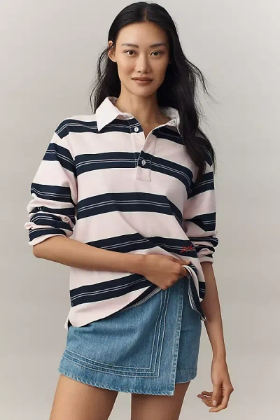 Damson Madder Cassia Shrunken Rugby Shirt Top In Black