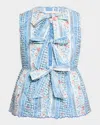Damson Madder Catrin Quilted Tie-front Vest In Blue