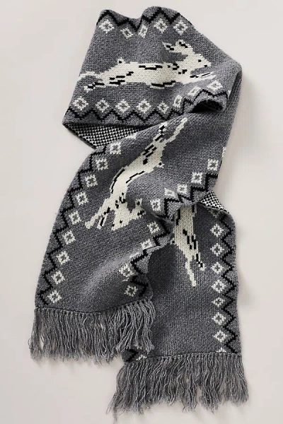 Damson Madder Cecily Bunny Intarsia Scarf In Gray