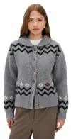 Damson Madder Cecily Wool Cardigan Sweater In Gray