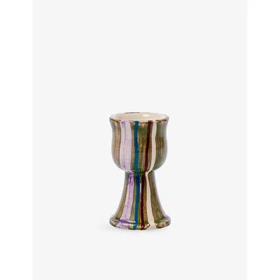 Damson Madder Chartreuse Check Ceramic Egg Cup In Multi