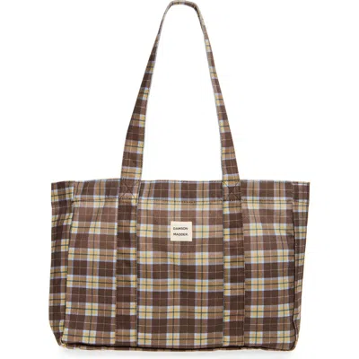 Damson Madder Check Tote Bag In Brown Multi