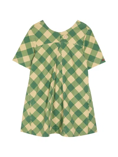 Damson Madder Checked Mini Dress In Green