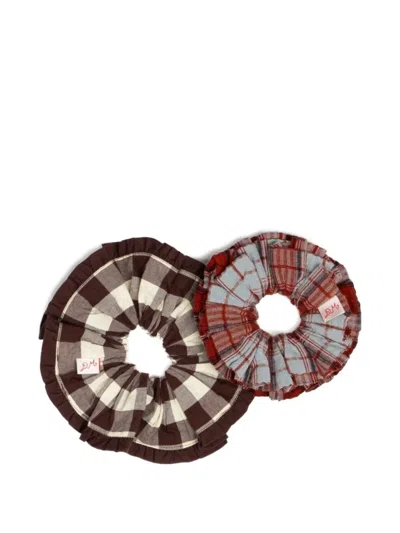 Damson Madder Checked Scrunchie In Brown