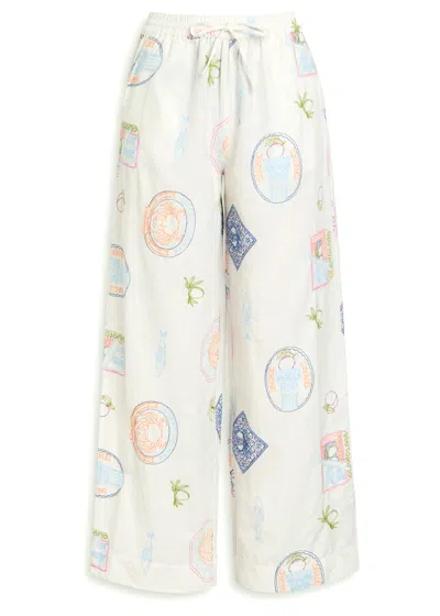 Damson Madder Chlo Embroidered Cotton-blend Trousers In Multi