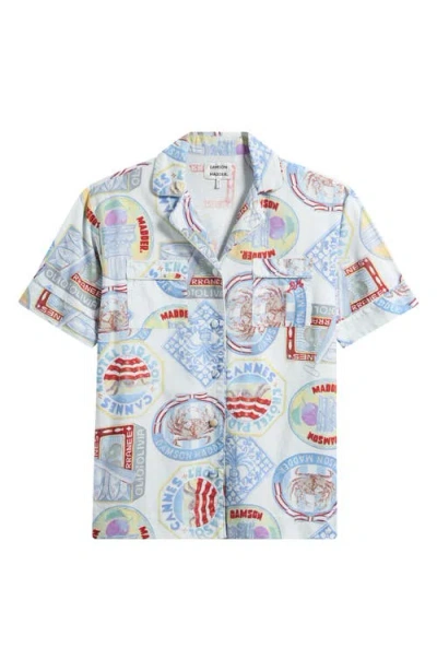 Damson Madder Chlo Holiday Print Cotton & Linen Camp Shirt