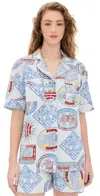 Damson Madder Womens Multi Chlo Graphic-print Relaxed Cotton-linen Blend Shirt In Multi