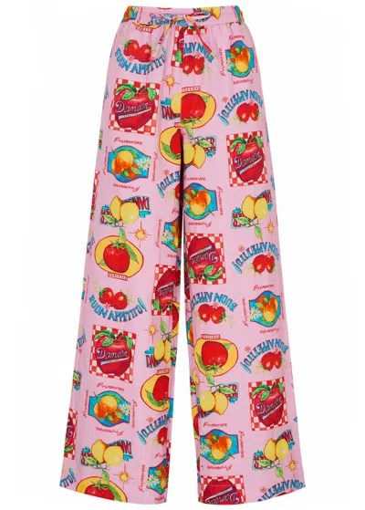 Damson Madder Chlo Printed Cotton-blend Trousers In Pink