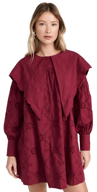 damson madder red mini dress Damson Madder - Raven Mini Night Dress - Red