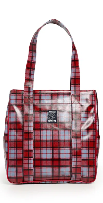 Damson Madder Coated Market Bag Blue Fog Multi Check