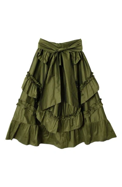 Damson Madder Constance Ruffle Detail Skirt In Green