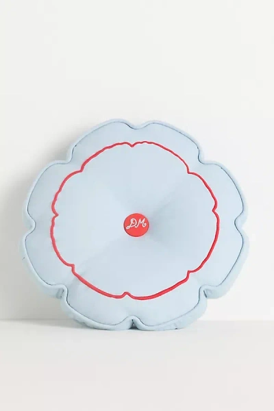 Damson Madder Cotton Embroidered Button Round Shaped Pillow