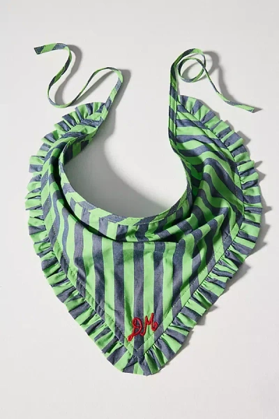Damson Madder Cotton Patterned Hair Scarf In Green