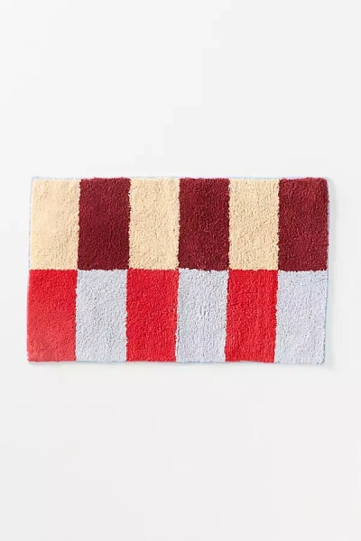 Damson Madder Cotton Woven Striped Bathmat