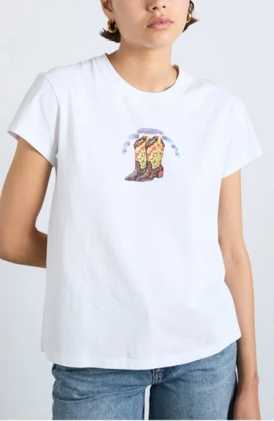 Damson Madder Cowboy Shrunken Organic Cotton T-shirt In White
