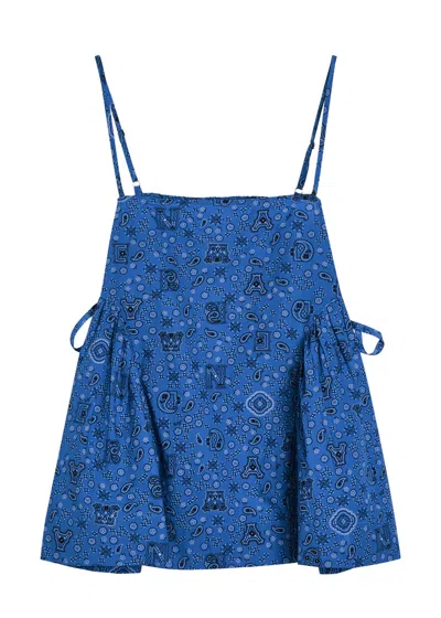 Damson Madder Cressida Paisley Cotton Top In Blue