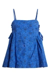 Damson Madder Cressida Side Tie Organic Cotton Camisole In Blue