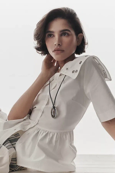 Damson Madder Cyrus Eyelet Organic Cotton Blouse In White