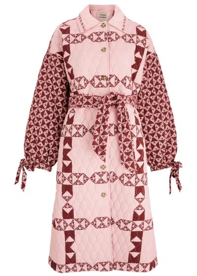 Damson Madder Dahlia Printed Quilted Cotton Coat In Pink