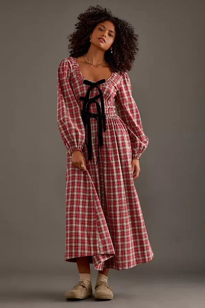 Damson Madder Dakota Bow Midi Dress In Multi