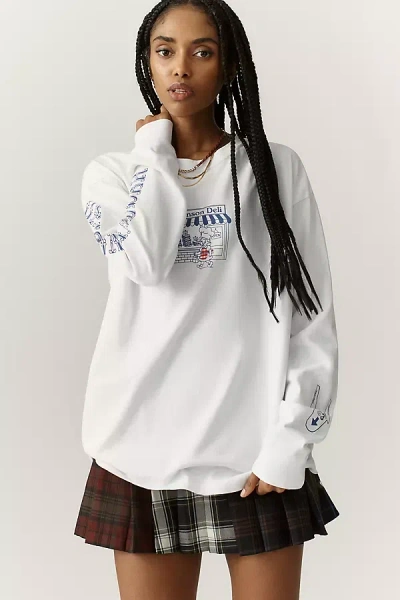 Damson Madder Deli Organic Cotton Long-sleeve T-shirt Top In White